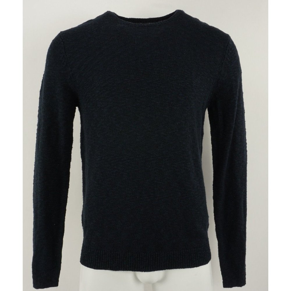 NWOT Calibrate Mens Sizes L / L-Tall / XL Blue Wool Cotton Slub Crewneck Sweater